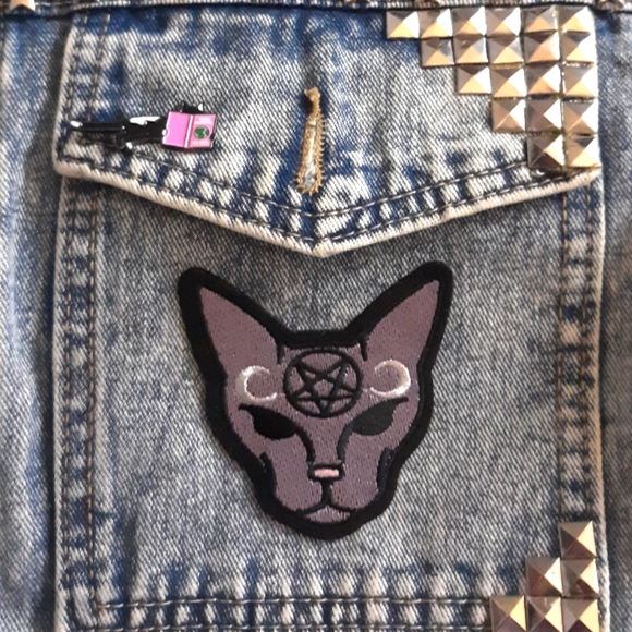 SOLD! Lucipurr! Custom witchy kitty vintage jacket- ONE OF A KIND! - Picture 12 of 16